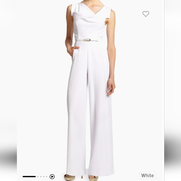 BLACK HALO☆ Cap- Sleeve Belted wide-leg Jumpsuit - Picture 2 of 14